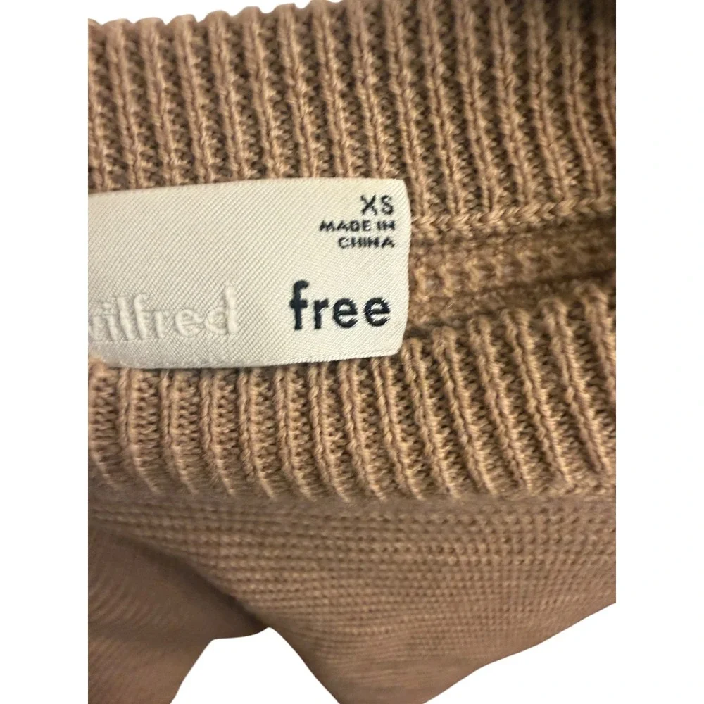 Aritzia Wilfred Free Cropped Ribbed Knit Sweater Camel Brown XS Crew Neck Boxy